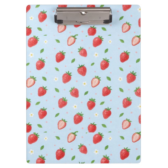 Pastel Strawberry Dreams Seamless Pattern Clipboard (Front)