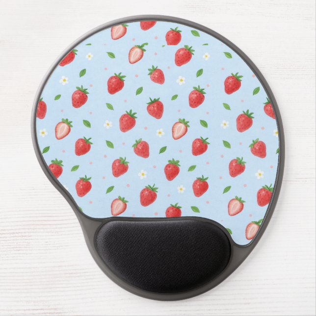 Pastel Strawberry Dreams Seamless Pattern Gel Mouse Pad (Front)