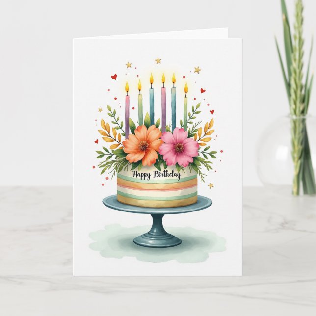 Pastel Stripe Birthday Card (Front)