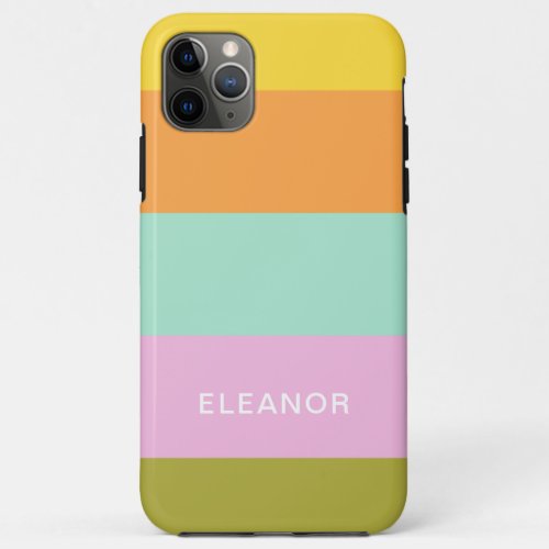 Pastel Stripe Color Block Personalized iPhone 11 Pro Max Case