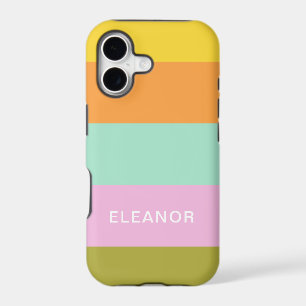 Pastel Stripe Color Block Personalized iPhone 17 Case