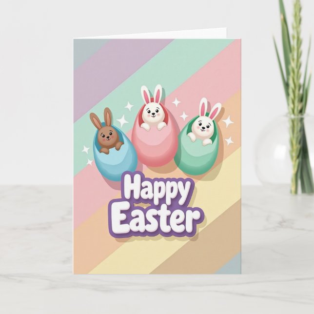 Pastel Stripe Lagomorphs Card (Front)