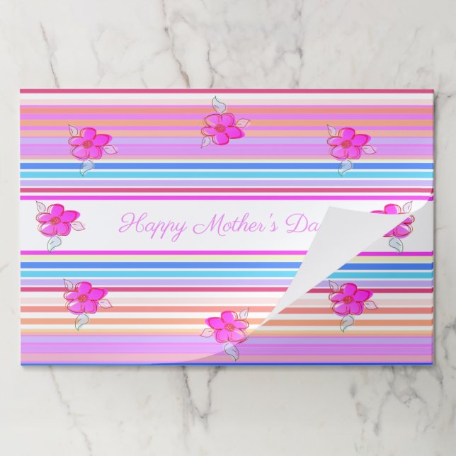 Pastel Stripe  Paper Mothers Day Placemats (Folded)