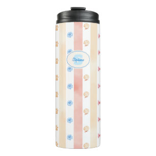 Pastel Stripe - Paw Prints, Blue Flower, Pink Bows Thermal Tumbler