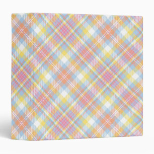 Pastel Stripe Plaid 3 Ring Binder