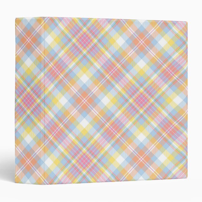 Pastel Stripe Plaid 3 Ring Binder (Front/Spine)