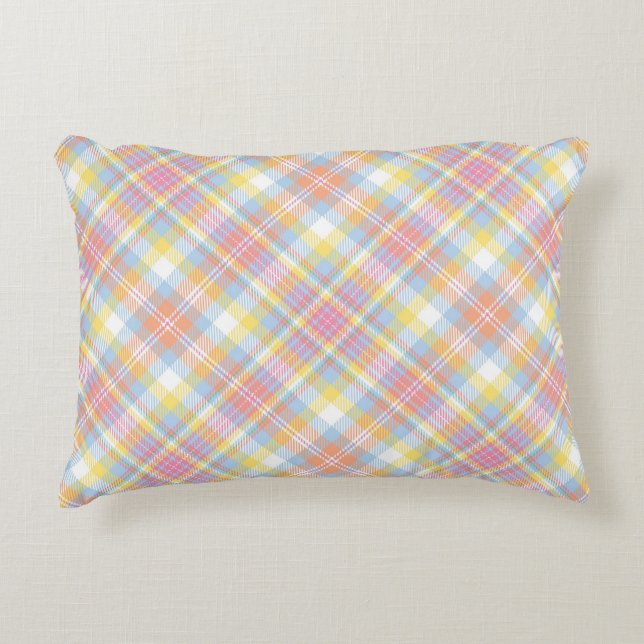 Pastel Stripe Plaid Accent Pillow (Front)