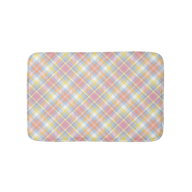 Pastel Stripe Plaid Bathroom Mat (Front)