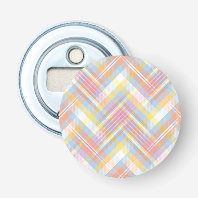 Pastel Stripe Plaid Bottle Opener (Front)
