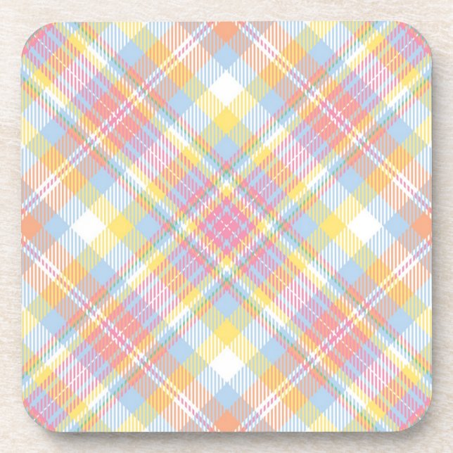 Pastel Stripe Plaid Coaster (Front)