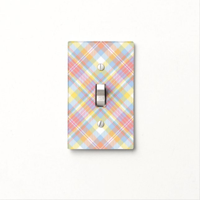 Pastel Stripe Plaid Light Switch Cover (In Situ)