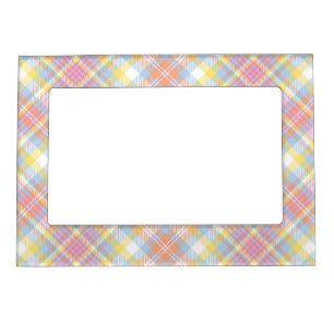 Pastel Stripe Plaid Magnetic Photo Frame