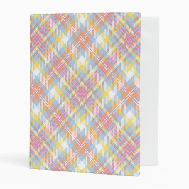 Pastel Stripe Plaid Mini Binder (Front/Inside)