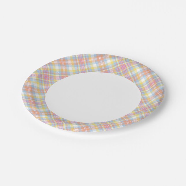 Pastel Stripe Plaid Paper Plates (Angled)
