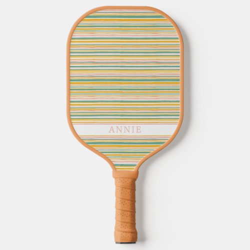 Pastel Stripe Plaid Personalized Pickleball Paddle