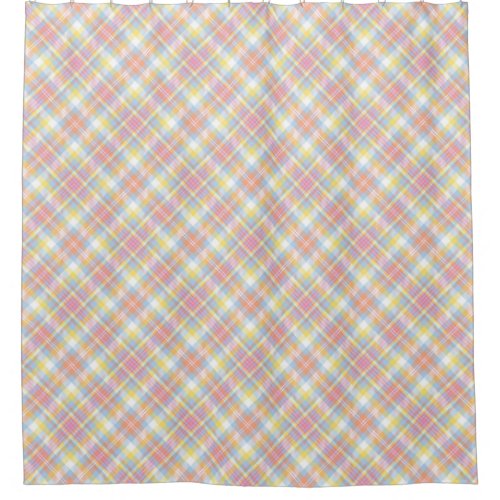 Pastel Stripe Plaid Shower Curtain