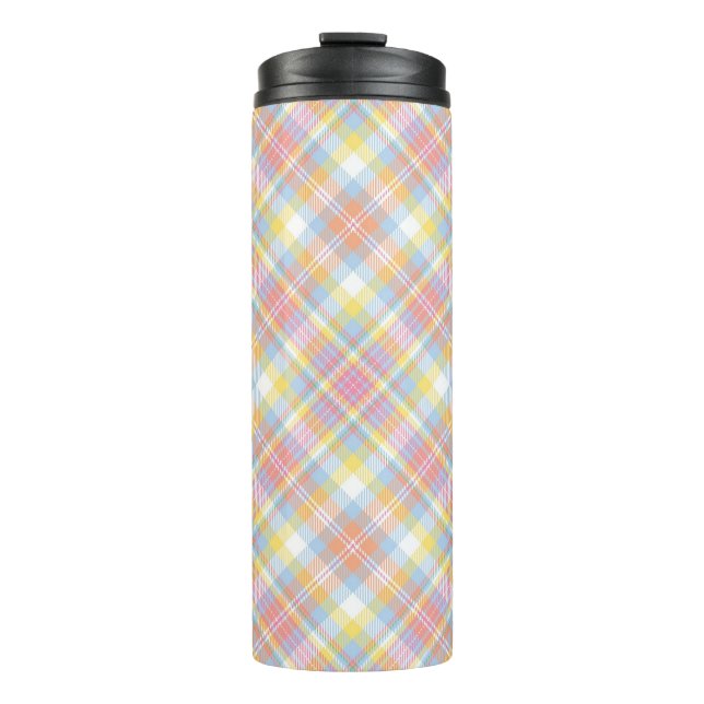 Pastel Stripe Plaid Thermal Tumbler (Front)