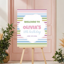 Pastel Striped 16x20 Birthday Welcome Sign