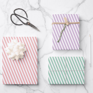 Pastel Striped Any Occasion Wrapping Paper Sheets