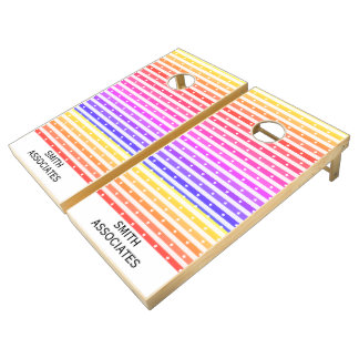 Pastel Striped Colors with White Stars LGBT Pride Cornhole Set