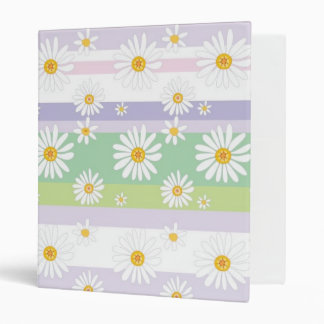 Pastel Striped Daisy Pattern Cute 3 Ring Binder