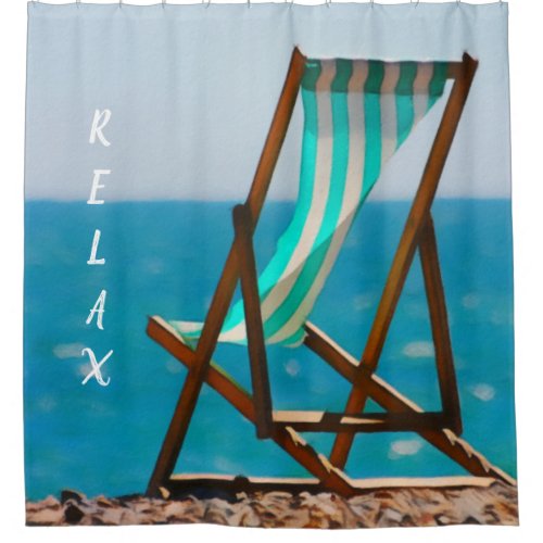 Pastel Striped Deck Chair Beach Shower Curtain