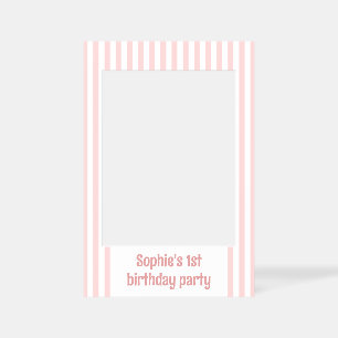 Pastel Striped First Birthday Party Personalized Selfie Frame