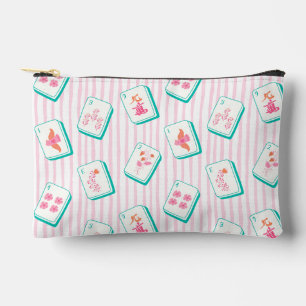 Pastel Striped Mahjong Cosmetic and Accessory Pouch