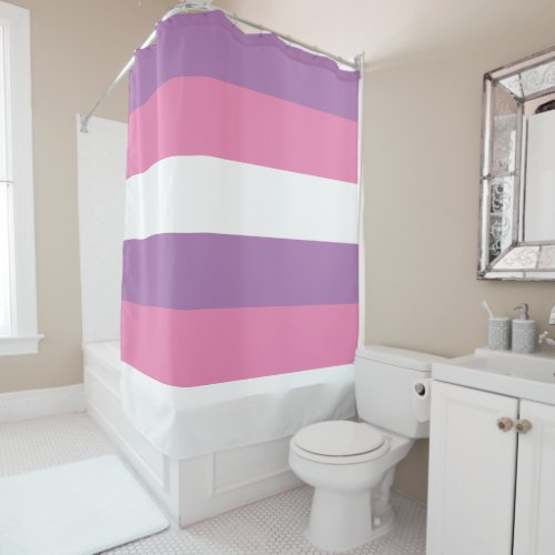 Pastel Striped Pattern Horizontal Pink Purple Shower Curtain