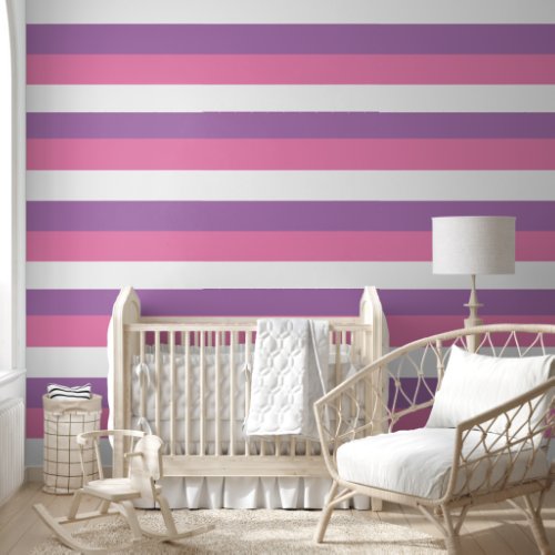 Pastel Striped Pattern Horizontal Pink Purple Wallpaper