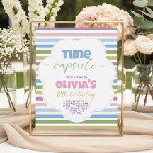 Pastel Striped Time Capsule 8x10 Table Sign