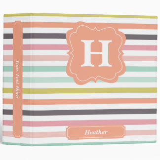 Pastel Stripes 3 Ring Binder
