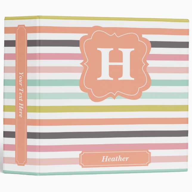 Pastel Stripes 3 Ring Binder (Front/Spine)