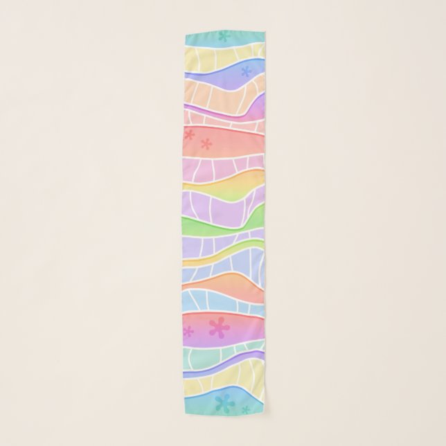 PASTEL STRIPES Abstracg Art Design Scarf (Front)
