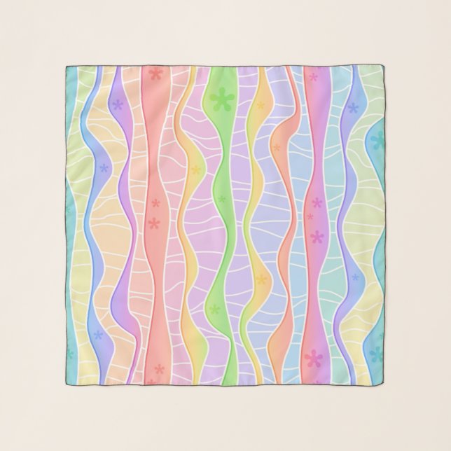PASTEL STRIPES Abstract Art Design Scarf (Front)