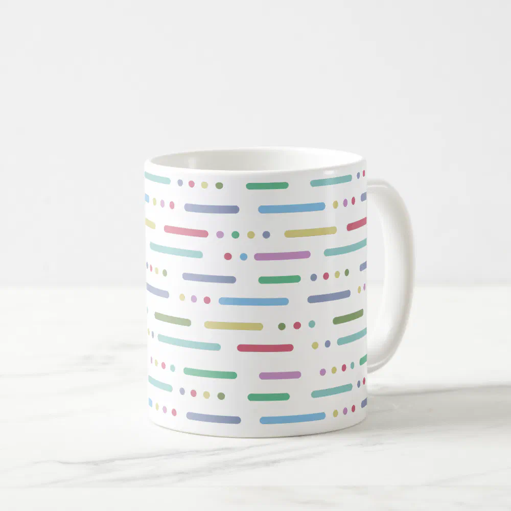 Pastel stripes and dots pattern coffee mug