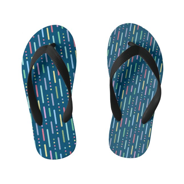 Pastel stripes and dots pattern kid's flip flops (Footbed)