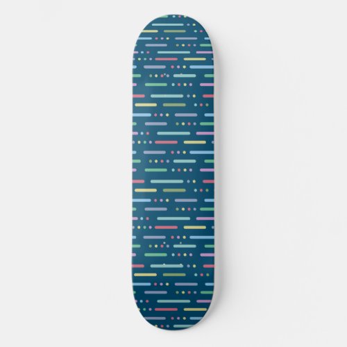 Pastel stripes and dots pattern skateboard