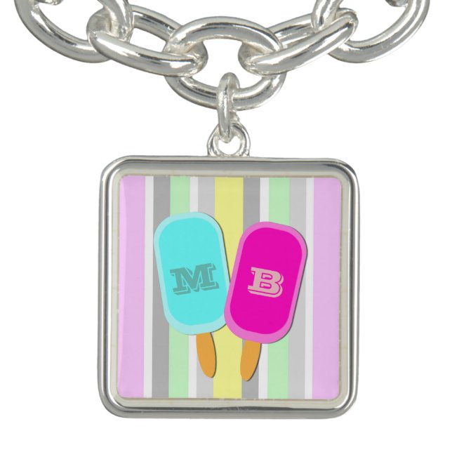 Pastel Stripes and Popsicles Monogram Bracelet (Design)