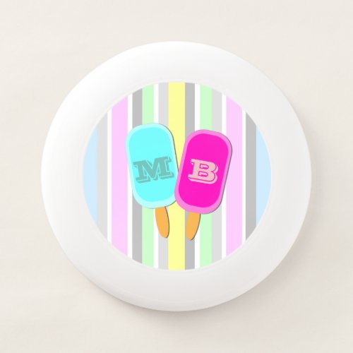 Pastel Stripes and Popsicles Monogram Wham_O Frisbee