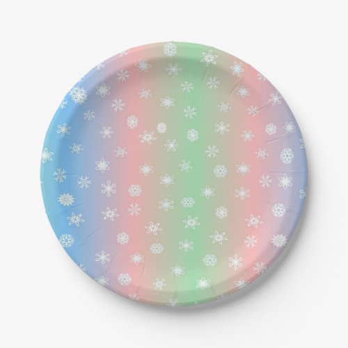 Pastel Stripes and Snowflake Paper Plates