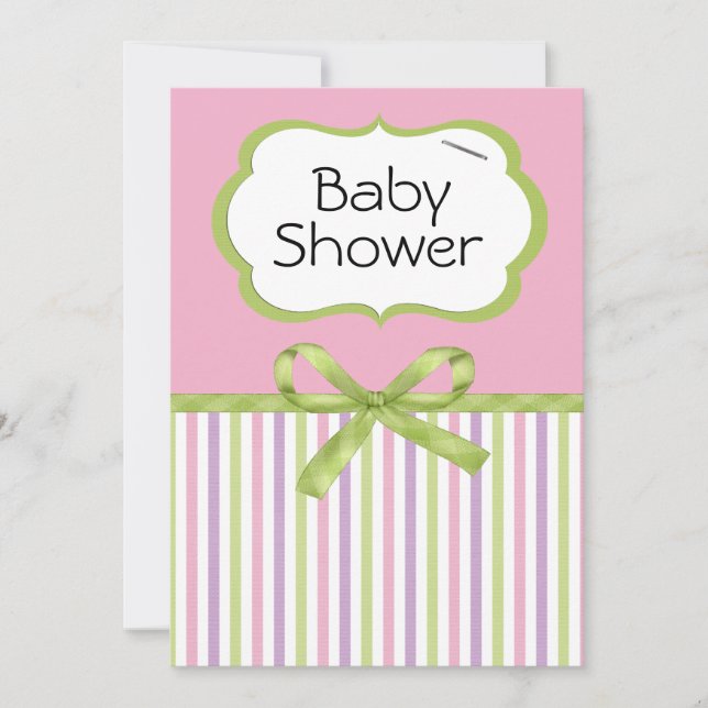 Pastel Stripes Baby Shower Invitations (Front)
