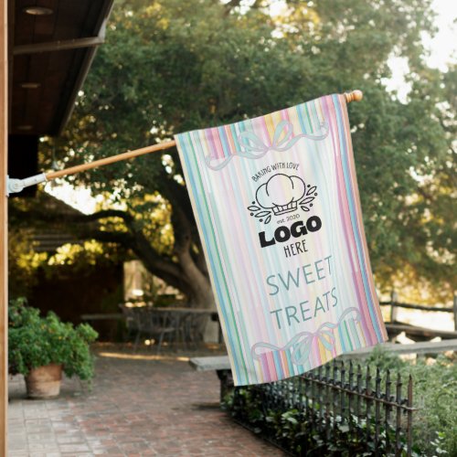 Pastel Stripes Bakery logo Open House Flag