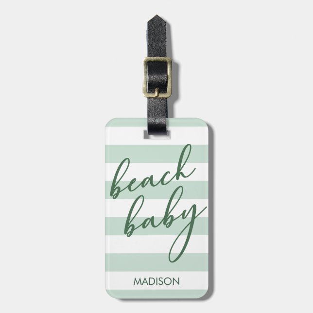 Pastel Stripes Beach Baby Luggage Tag (Front Vertical)