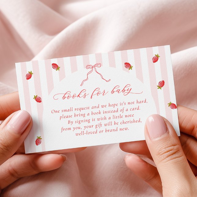 Pastel Stripes Berry Baby Shower Books for Baby Enclosure Card (Creator Uploaded)