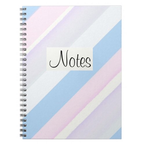 Pastel stripes blue white and pink notebook
