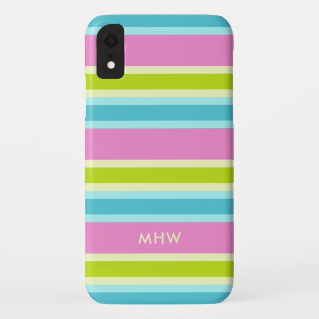 Pastel Stripes custom monogram phone cases (Back)