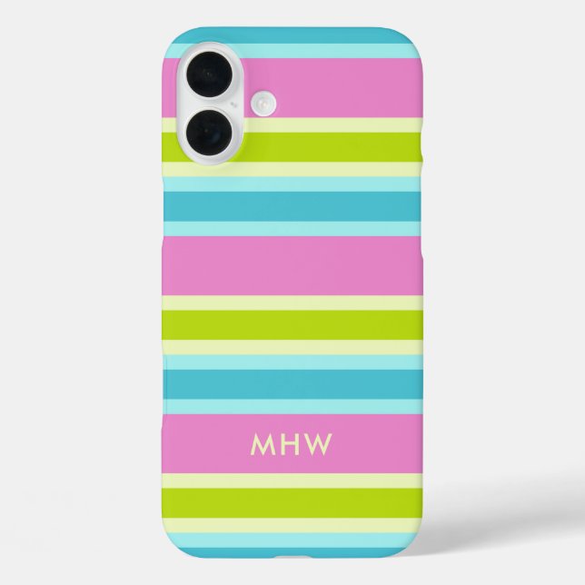 Pastel Stripes custom monogram phone cases (Back)