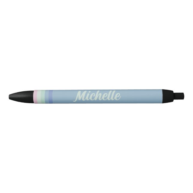 Pastel Stripes Custom Name Monogram Pen (Front)