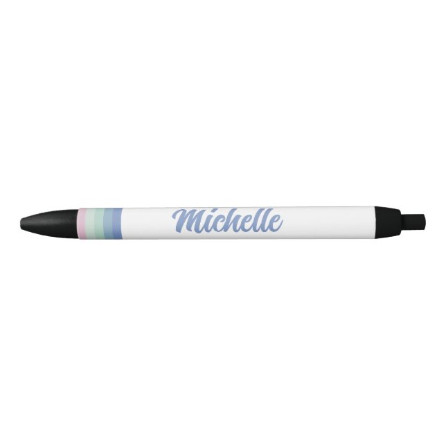 Pastel Stripes Custom Name Monogram Pen (Front)